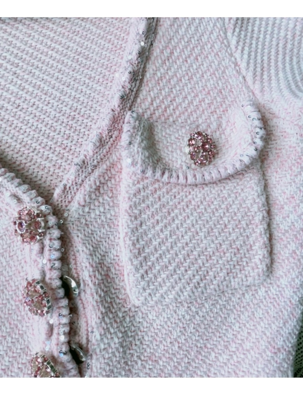 Self-Portrait Pale Pink Tweed Mini Dress - Picture 5 of 8